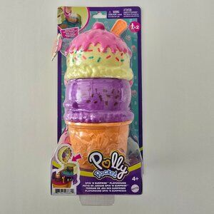 POLLY POCKET Spin ‘n Surprise Compact Playset, Ice Cream Cone Shape